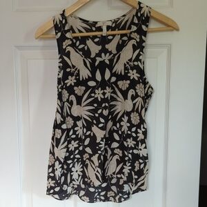 Joie Black & White Racerback 100% Silk Shell Size S EUC